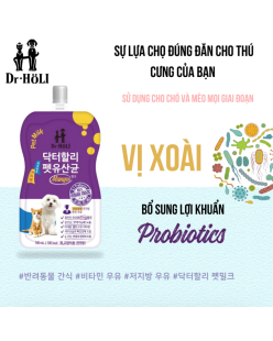 Dr. Holi Pet Milk sữa cho chó và mèo mọi giai đoạn gói 180ml probiotic vị Xoài