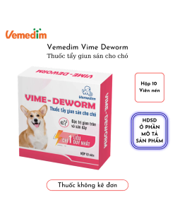 Vemedim VIME – DEWORM tẩy giun sán cho chó, uống 1 liều duy nhất hộp 10 viên