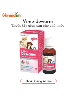 Vemedim Vime-Deworm nước uống phòng giun sán cho chó mèo, an toàn cho chó con và mèo con, chai 20ml