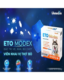 Vemedim Eto Modex Viên Nhai Vị Thịt Bò Cho Chó Diệt Trị Ve, Rận, Viêm da Do Ký Sinh Trùng Demodex
