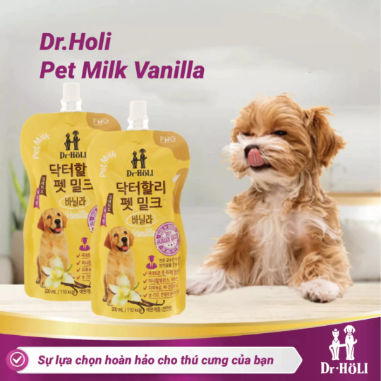 Dr. Holi Pet Milk Sữa cho chó mọi giai đoạn Vị vani gói 200ml
