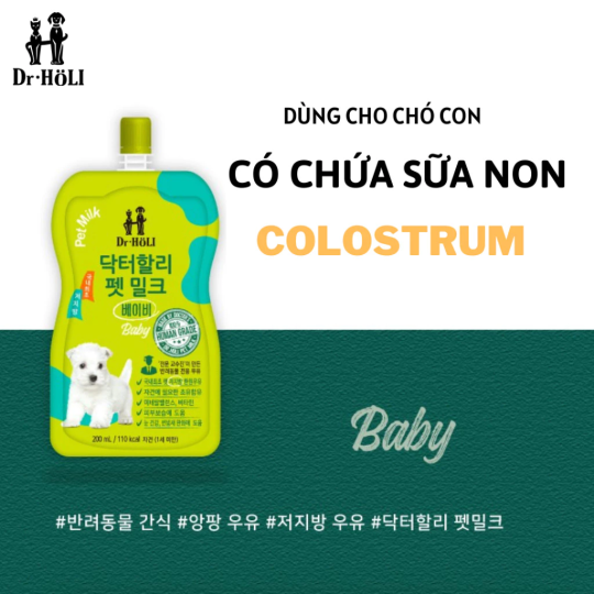 Dr. Holi Pet Milk Sữa Baby cho chó con gói 200ml