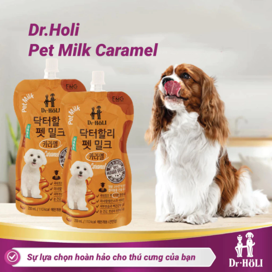 Dr. Holi Pet Milk sữa cho chó mọi giai đoạn Vị Caramen gói 200ml