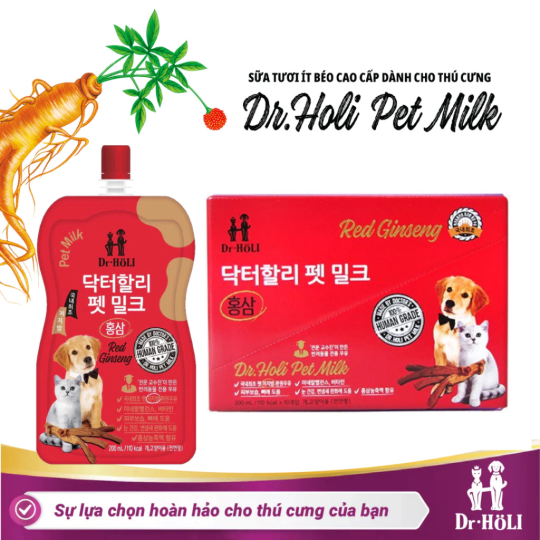 Dr. Holi Pet Milk Ginseng Sữa cho chó và mèo vị nhân sâm gói 200ml