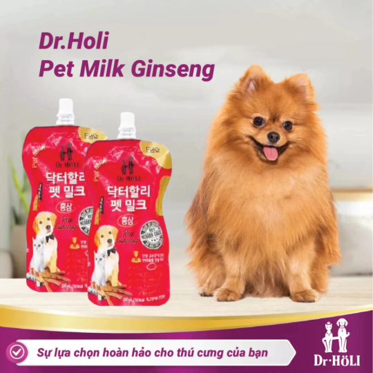 Dr. Holi Pet Milk Ginseng Sữa cho chó và mèo vị nhân sâm gói 200ml