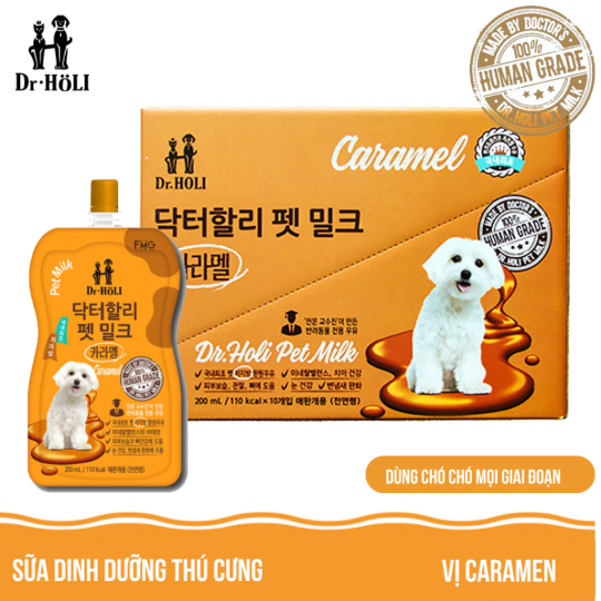 Dr. Holi Pet Milk sữa cho chó mọi giai đoạn Vị Caramen gói 200ml