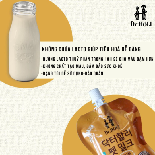 Dr. Holi Pet Milk sữa cho chó mọi giai đoạn Vị Caramen gói 200ml