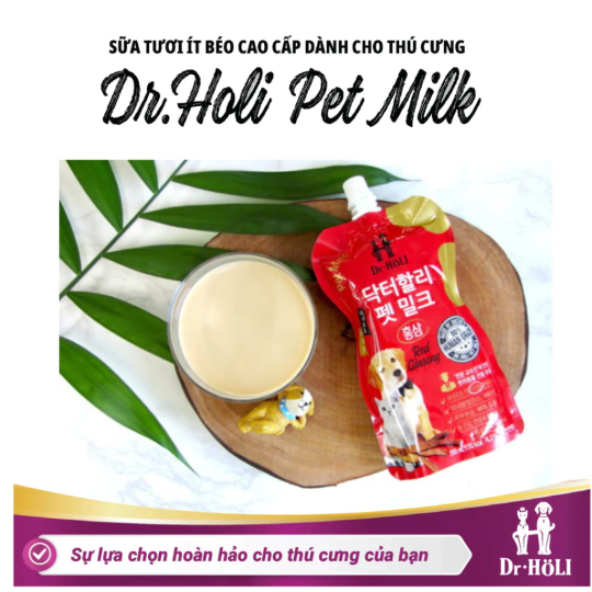 Dr. Holi Pet Milk Ginseng Sữa cho chó và mèo vị nhân sâm gói 200ml