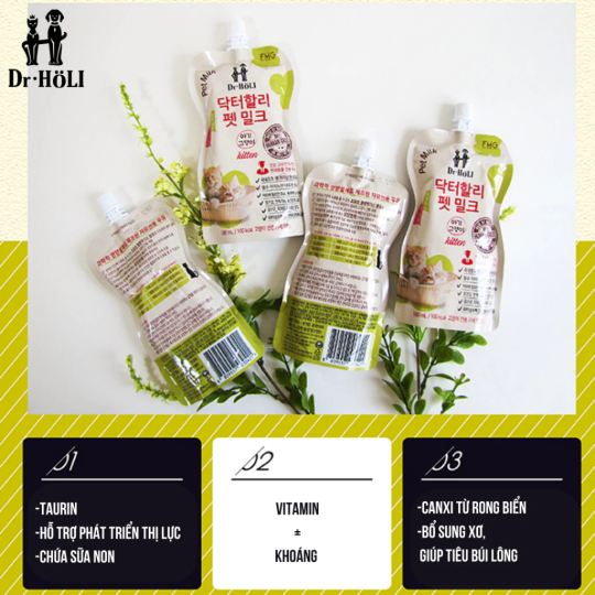 Dr. Holi Pet Milk Sữa cho mèo con kitten gói 180ml