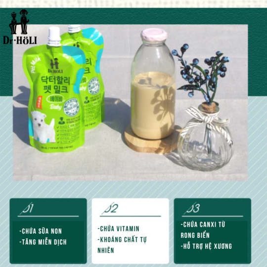 Dr. Holi Pet Milk Sữa Baby cho chó con gói 200ml